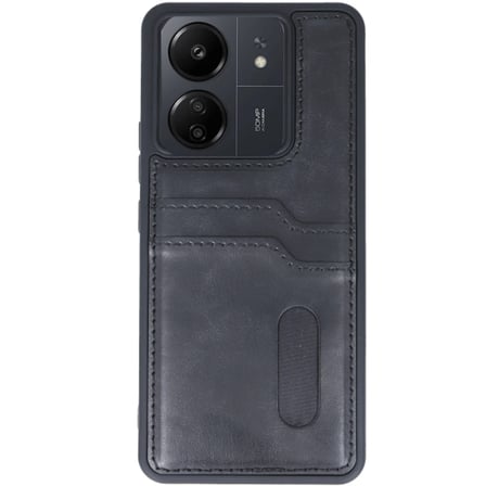 Xiaomi Redmi 13C Kılıf Sara Kartvizitli Deri Kılıf - Siyah