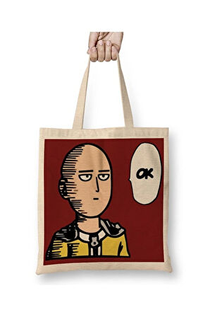 One Punch Man Bez Çanta Uzun Saplı Alışveriş Çantası Plaj Çantası