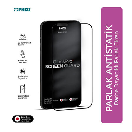 Phixi Premium Guard Parlak Cam Ekran Koruyucu – iPhone X Uyumlu | Antistatik, Su Tutmaz, Tam Kaplama
