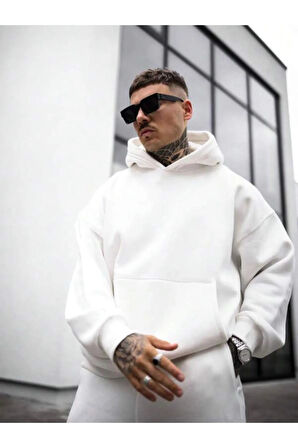 Erkek Avant Sırt Baskılı Oversize Kapşonlu Sweatshirt