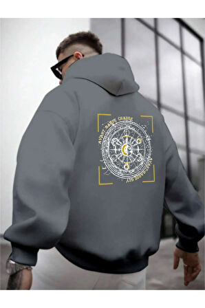 Erkek Avant Sırt Baskılı Oversize Kapşonlu Sweatshirt