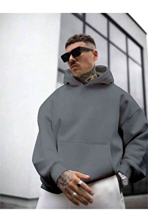 Erkek Avant Sırt Baskılı Oversize Kapşonlu Sweatshirt