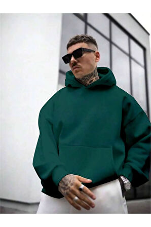 Erkek Sırt NY Baskılı Kapüşonlu Sweatshirt