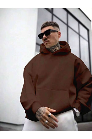 Erkek Sırt NY Baskılı Kapüşonlu Sweatshirt