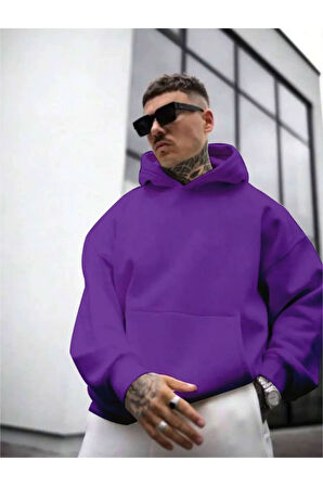 Erkek Sırt NY Baskılı Kapüşonlu Sweatshirt