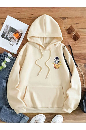 Kadın Galaxy Sırt Baskılı Oversize Sweatshirt