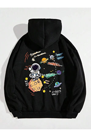 Kadın Galaxy Sırt Baskılı Oversize Sweatshirt
