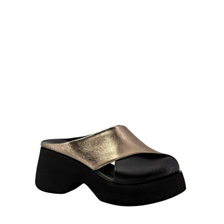 Natursoft 883649 Hakiki Deri Dolgu Topuklu Kadın Terlik