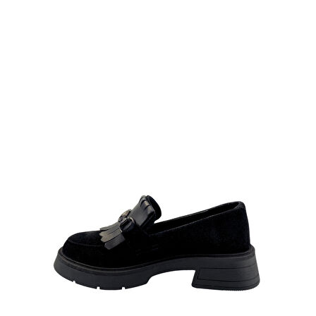  Disparita 257003 Hakiki Deri Loafer Kadın Ayakkabı Tokalı Fırfırlı