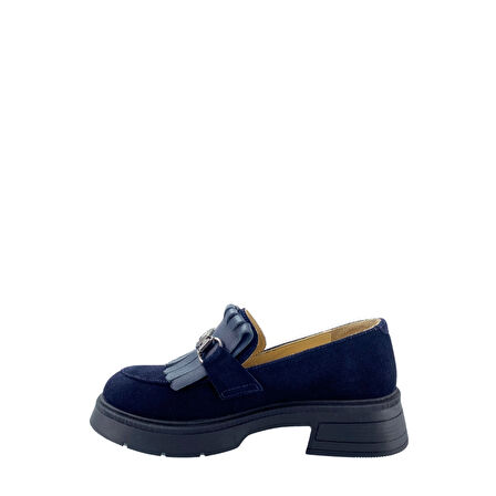  Disparita 257003 Hakiki Deri Loafer Kadın Ayakkabı Tokalı Fırfırlı