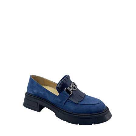  Disparita 257003 Hakiki Deri Loafer Kadın Ayakkabı Tokalı Fırfırlı