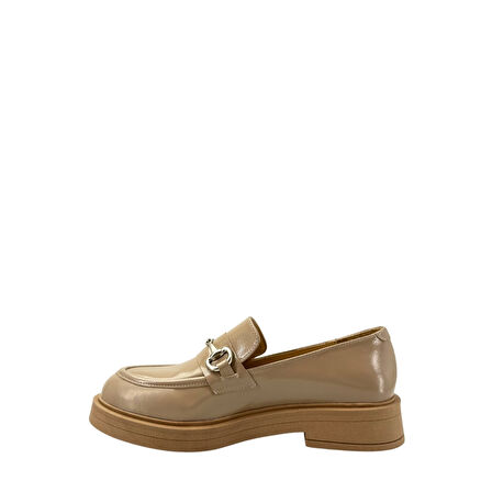  Disparita 257002 Hakiki Deri Loafer Kadın Ayakkabı Metal Tokalı