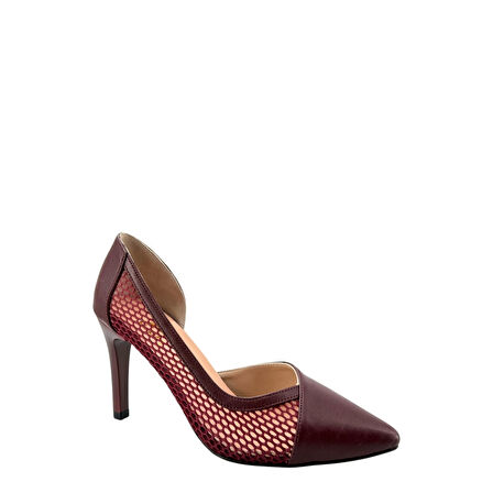  Hobby 26757 Deri Stiletto Kadın Ayakkabı File Detaylı 