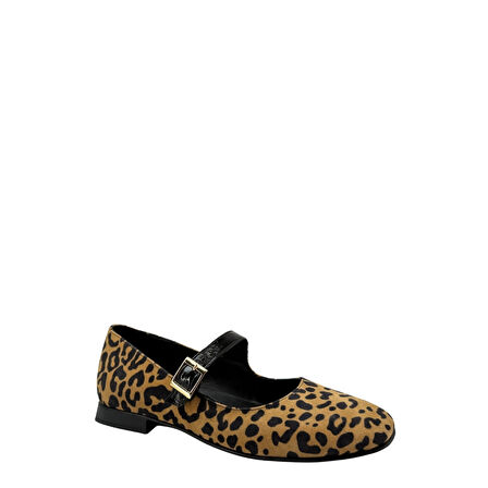 Albini 26100780  Babet Leopar Desenli Kadın Ayakkabı