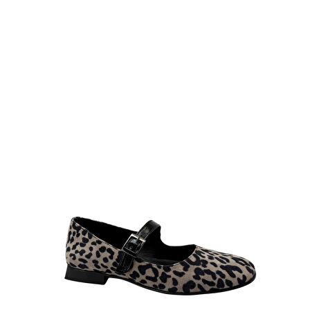 Albini 26100780  Babet Leopar Desenli Kadın Ayakkabı