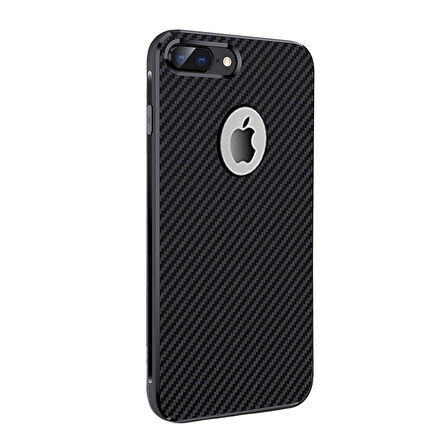 FitCase iPhone 7-8 Plus Carbon Desen Arka Kapak Siyah