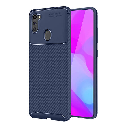 Samsung Galaxy A11 (A115) Kılıf Focus Carbon Desen Silikon Arka Kapak