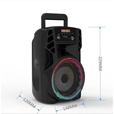 Tonex MK-601 Kablosuz Bluetooth Hoparlör USB/BT/SD/RGB Siyah