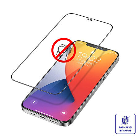 iPhone 12 Pro Max Ekran Koruyucu 20D Temperli Ekstra Cam Siyah