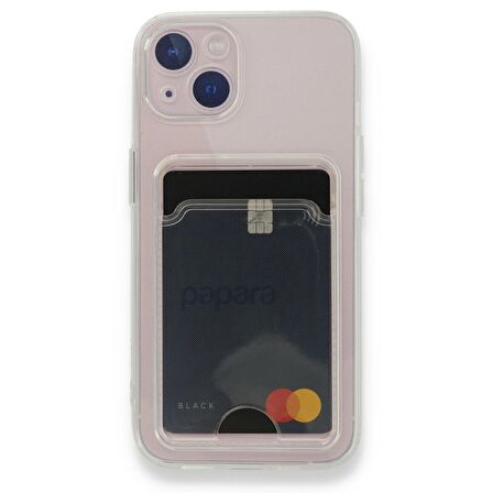 FitCase iPhone 13 Kılıf Cardy Şeffaf Kartlık Cepli Kapak