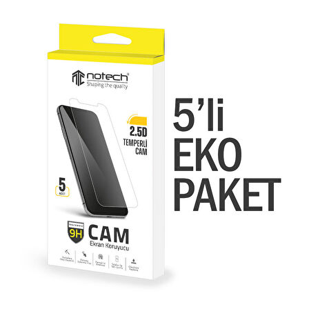 Notech iPhone 12 / 12 Pro Temperli Cam Ekran Koruyucu 5li Eko Paket