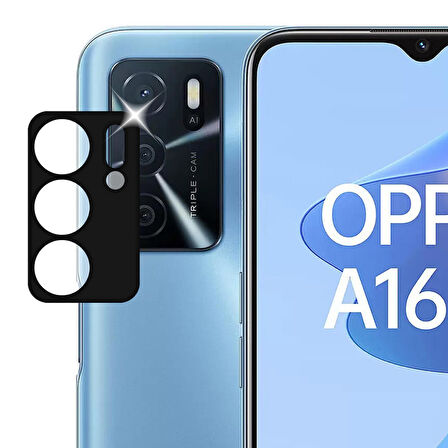 Oppo A16 Kamera Lens Koruyucu 3D Cam Siyah