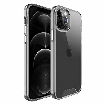 iPhone 12 Pro Max Kılıf Space Seri Lux Silikon Şeffaf Kapak