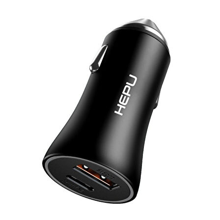 HEPU HP778T QC3.0 PD20W Çift Çıkışlı Araç Şarj Aleti + Type-C to Type-C Kablo Set