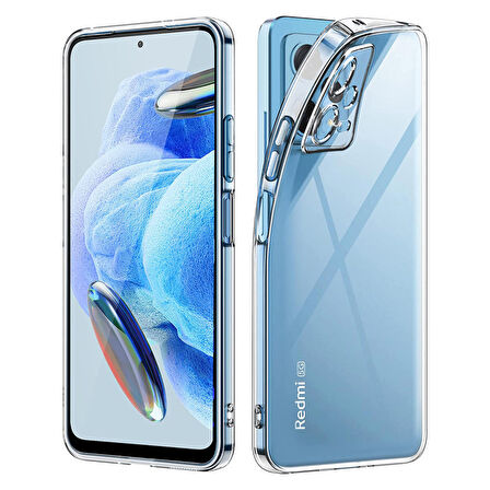 FitCase Xiaomi Redmi Note 12 Pro 5G Kılıf Kamera Korumalı Silikon Şeffaf Arka Kapak