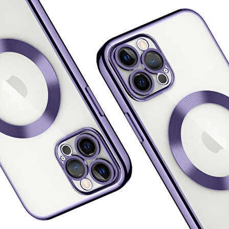 iPhone 12 Pro Kılıf Magsafe Özellikli Metal Lazer Silikon Kapak