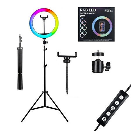 Soft Ring Light MJ33 13" 33cm RGB LED Halka Işık Tripodlu Selfie Işığı