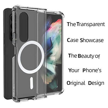 Samsung Galaxy Z Fold3 Kılıf Magsafe Özellikli Şeffaf Silikon Kapak