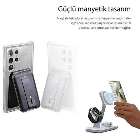 Samsung Galaxy S23 Ultra Kılıf Magsafe Özellikli Şeffaf Silikon Kapak