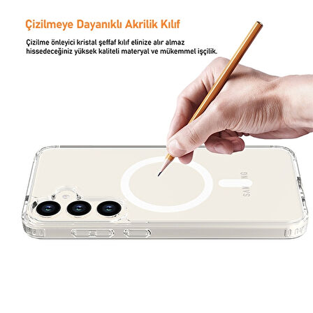 Samsung Galaxy S24 Plus Kılıf Magsafe Özellikli Şeffaf Silikon Kapak