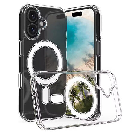 iPhone 16 Kılıf Magsafe Özellikli Şeffaf Silikon Kapak