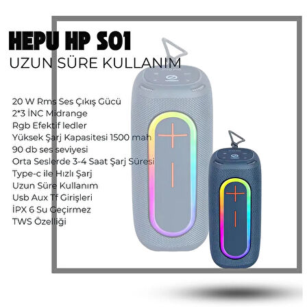 HEPU HP-S01 20W Taşınabilir Kablosuz Bluetooth Hoparlör