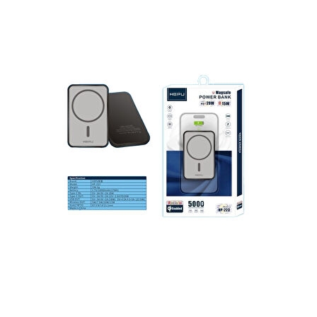 HEPU HP-223 5000 mAh PD20W Magsafe 15W Kablosuz Powerbank