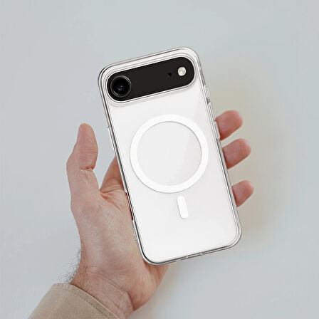 iPhone 17 Air Kılıf Magsafe Özellikli Şeffaf Silikon Kapak