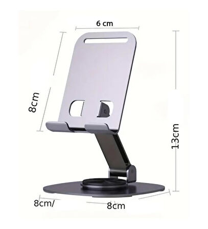 FitPlus K72 Metal 360 Döner Katlanır Masaüstü Telefon ve Tablet Standı