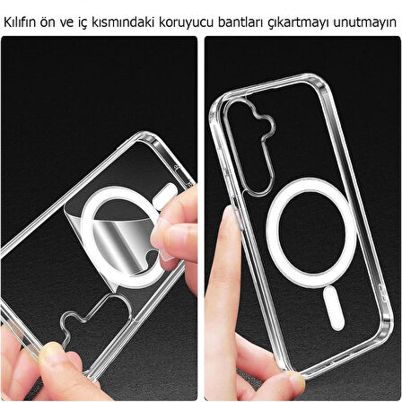 Samsung Galaxy A26 Kılıf Magsafe Özellikli Şeffaf Silikon Kapak