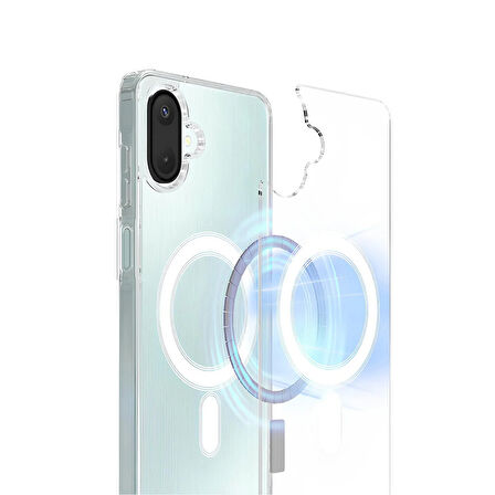 Samsung Galaxy A07 Kılıf Magsafe Özellikli Şeffaf Silikon Kapak