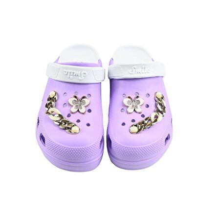SİA ÇANTA TAŞLI SÜSLÜ KELEBEKLİ ZİNCİRLİ  A KALİTE YÜKSEK TOPUK  HAFİF RAHAT CROCS TERLİK