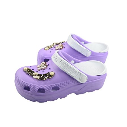 SİA ÇANTA TAŞLI SÜSLÜ KELEBEKLİ ZİNCİRLİ  A KALİTE YÜKSEK TOPUK  HAFİF RAHAT CROCS TERLİK