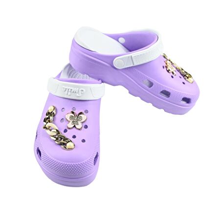 SİA ÇANTA TAŞLI SÜSLÜ KELEBEKLİ ZİNCİRLİ  A KALİTE YÜKSEK TOPUK  HAFİF RAHAT CROCS TERLİK