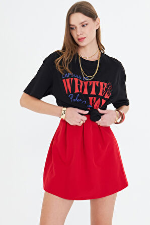 White Fox Beyaz Kadın Capsule 09 Rodeo Crew Yazılı Bisiklet Yaka T-shirt