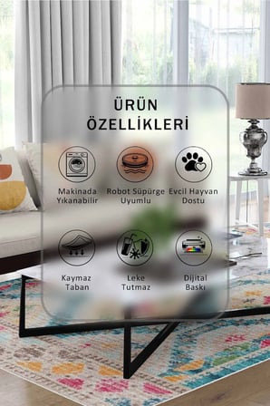 Yıkanabilir Kaymaz Taban Dijital Baskılı Halı ve Yolluk – Leke Tutmaz Salon & Mutfak Halısı