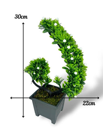 3lü Set Yapay Çiçek Bonsai Ağacı Eğik Model Dekoratif Yapay Ağaç Bonzai 30*15 CM Siyah Saksıda