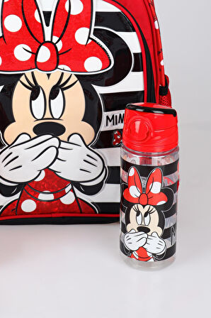 YENİ SEZON LİSANSLI MINNIE MOUSE OKUL ÇANTASI,BESLENME KABI VE MATARA 500 ML OKUL SETİ