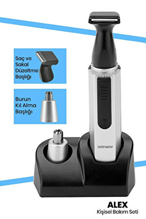 GoldMaster Alex Saç Sakal Düzeltme Ve Burun Kıl Alma Mini Erkek Kişisel Bakım Seti GM7165