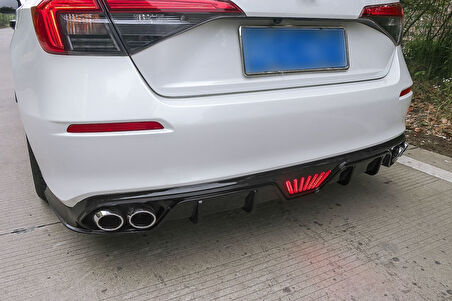Honda  Civic FE1 2022 Uyumlu Difüzör / 4 Egzoz Ledli
